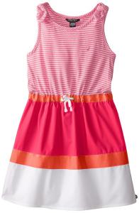 Nautica Big Girls' Striped Dress with Colorblocked Skirt