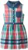Nautica Little Girls' Plaid Dress with Chambray Details
