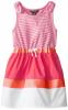 Nautica Little Girls' Mini Stripe Tank Dress with Woven Color-Block Skirt