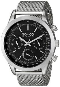 SO&CO New York Men's 5006.1 "Monticello" Stainless Steel Silver-Tone Watch with Mesh Band