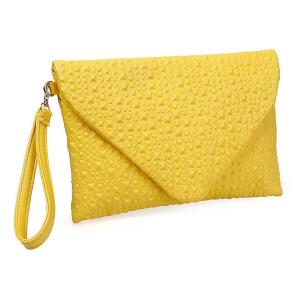 BMC Unique Faux Leather Envelope Style Studded Square Circle Fashion Clutch