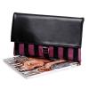 BMC Fashionable Dual Colored Metallic Striped Faux Leather Envelope Style Clutch