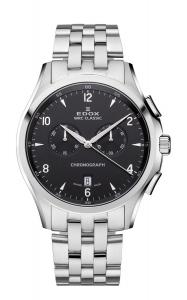 Edox Men's 10102 3 NIN WRC Chronograph Date Black Dial Stainless Steel Bracelet Watch