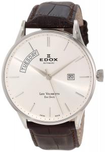 Edox Men's 83010 3B AIN Les Vauberts Automatic Silver Dial Leather Watch