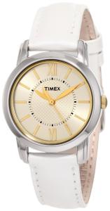 Timex Women's T2N682 Elevated Classics Dress Uptown Chic Champagne Dial Leather Strap Watch