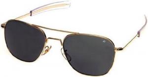 AO American Optical Original Pilot Sunglasses 52mm Gold w/ Bayonet Temples & Gray Lens