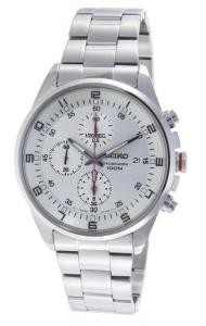 Seiko Mens SNDC87P1 Silver Dial Chronograph Stainless Steel Watch