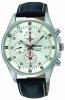 Seiko Men's SNDC87P2 Leather Synthetic Analog with White Dial Watch