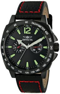 Invicta Men's 0857 II Collection Stainless Steel and Black Leather Watch