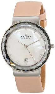 Skagen Women's SKW2165 "Leonora" Stainless Steel Watch with Pink Leather Band