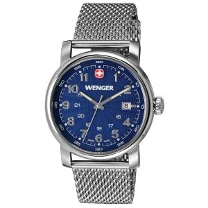 Wenger Urban Classic Blue Sunray Textured Dial, Stainless Steel Mesh Bracelet 1041.107