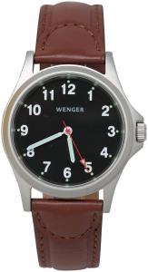 Wenger Men's Black Dial Brown Leather strap Watch 79115BRBLK