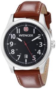 Wenger Men's 0541.102 Terragraph Stainless Steel Watch with Brown Leather Band