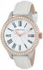 Nautica Women's N12653M BFD 101 Swarovski Crystal-Accented Stainless Steel Watch with White Leather Band