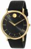 Movado Men's 0606847 "Movado TC" Gold-Plated Stainless Steel Watch with Black Leather Band