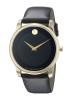 Movado Men's 0606876 Gold-Tone Watch with Black Leather Band