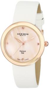 Akribos XXIV Women's AK687RGW Impeccable Swiss Quartz Diamond Mother-of-Pearl Satin Strap Watch