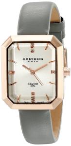 Akribos XXIV Women's AK749GY Lady Diamond Analog Display Swiss Quartz Grey Watch