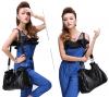 Heshe Fashion Soft Genuine Leather Shoulder Bag Cross Body Satchel Tote Top-handle Handbag Simple Style Tassels for Women