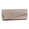 Damara Womens Oblique Flap Glitter Clutch Handbags