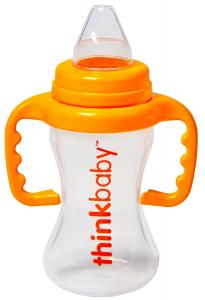 Thinkbaby BPA Free No Spill Sippy Cup, Orange/Natural, 9 Ounce