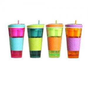 Snackeez Plastic 2 in 1 Snack & Drink Cup One Cup  Assorted Colors