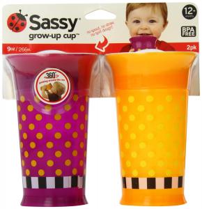 Sassy 2 Count Grow Up Cup, Purple/Orange, 9 Ounce