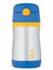 Thermos FOOGO Phases Stainless Steel Straw Bottle, Blue/Yellow, 10 Ounce