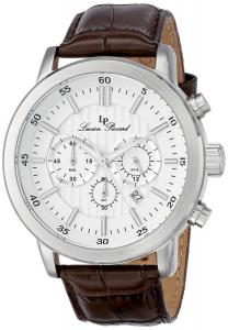 Lucien Piccard Men's 12011-02-BRW Monte Viso Chronograph White Textured Dial Brown Leather Watch