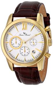 Lucien Piccard Men's LP-12356-YG-02S Mulhacen Chronograph White Textured Dial Brown Leather Watch