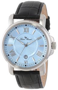 Lucien Piccard Men's LP-12358-012 Cilindro Light Blue Textured Dial Black Leather Watch