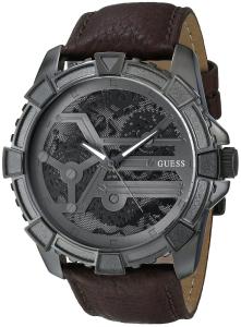GUESS Men's U0274G1 Dynamic Brown Leather Watch