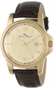 Lucien Piccard Men's 10048-YG-010 Breithorn Gold Tone Textured Dial Brown Leather Watch