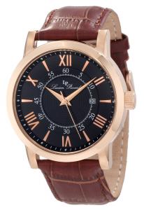 Lucien Piccard Men's 11577-RG-01 Stockhorn Black Textured Dial Brown Leather Watch