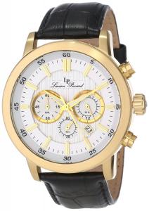 Lucien Piccard Men's 12011-YG-02S Monte Viso Chronograph White Textured Dial Black Leather Watch