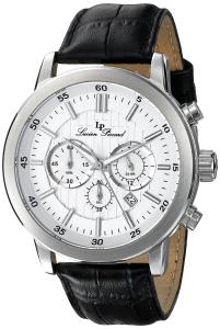 Lucien Piccard Men's 12011-02S Monte Viso Chronograph White Textured Dial Black Leather Band Watch