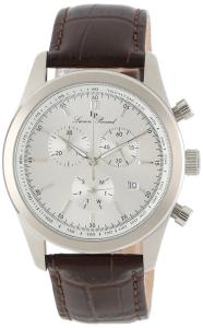 Lucien Piccard Men's LP-11570-02S Eiger Chronograph Silver Dial Brown Leather Watch