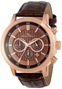 Lucien Piccard Men's 12011-RG-04 Monte Viso Chronograph Brown Textured Dial Brown Leather Band Watch