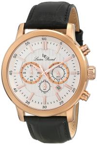 Lucien Piccard Men's 12011-RG-02S Monte Viso Chronograph White Textured Dial Dark Black Leather Watch