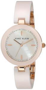 Anne Klein Women's AK/1314RGLP Swarovski Crystal-Accented Ceramic and Rose Gold-Tone Bangle Watch
