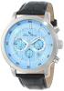Lucien Piccard Men's 12011-012 Monte Viso Chronograph Light Blue Textured Dial Black Leather Band Watch