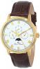 Lucien Piccard Men's LP-10527-YG-02 Moubra White Dial Brown Leather Watch