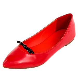 Toast! Women's Faux Patent Leather Ponted Toe Ballet Flats