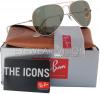 Ray-Ban RB3025 Classic Aviator Sunglasses Gold/Crystal Green (L0205) RB 3025 58mm