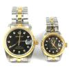 Reginald Crown Couple Watches Quartz Stainless Steel Watch Sapphire Crystal Surface 30m Waterproof with Rhinestone (Silver with Gold)