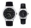 Gift w/ Box Pair of Couples Lovers Women Men ROMA Casual Leather Mechanical Hand Wind Watch Black Sliver