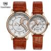 R-timer Tiannbu Fq-102 Ultrathin Leather Romantic Black Pair Wrist Watches for Couple Men Women(set of 2) Brown