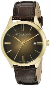 Stuhrling Original Men's 490.3335K31 Classic Cuvette II Swiss Quartz Date Gold Tone Watch