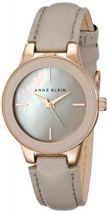Anne Klein Women's AK/2032RGTP Rose Gold-Tone and Taupe Leather Strap Watch