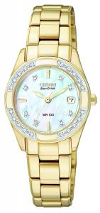 CITIZEN ECO-DRIVE Women's EW1822-52D "Regent" Gold Tone Diamond-Accented Watch